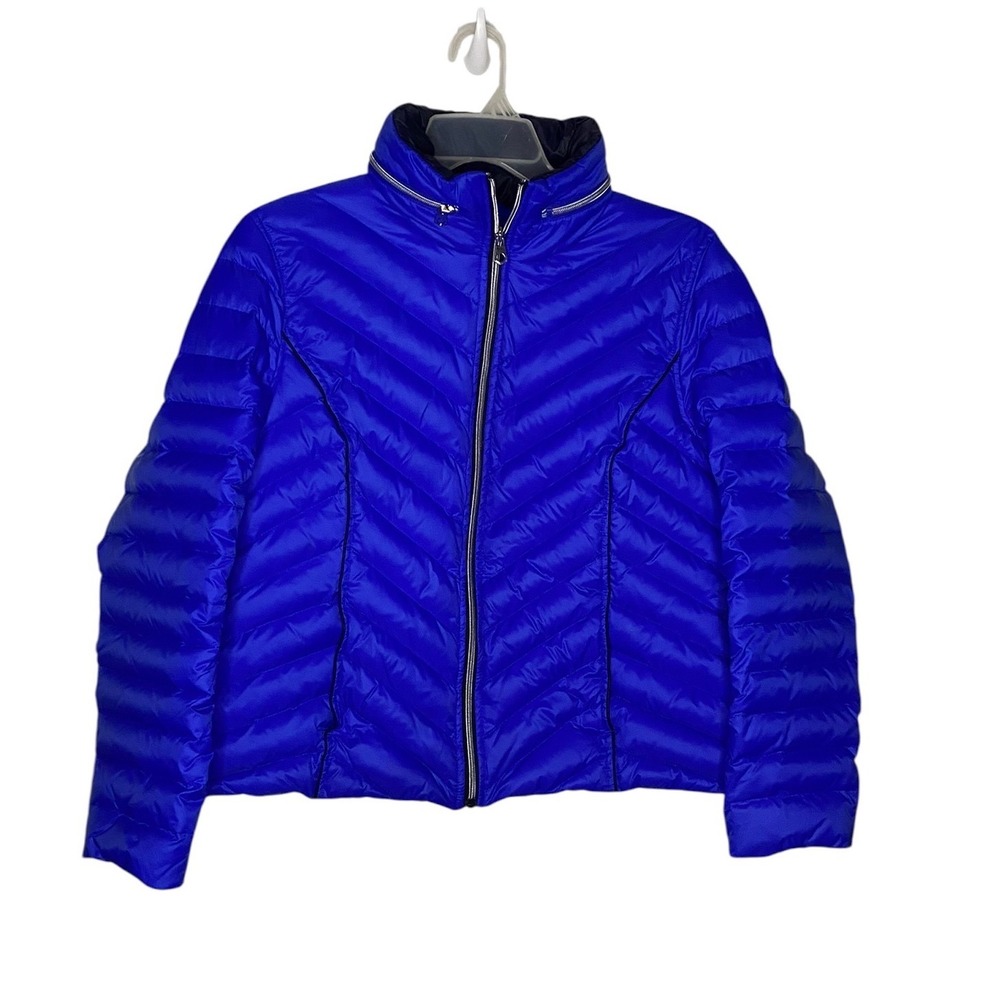 Preston & York Womens Royal Blue Quilted Down Puffer Jacket XL Full Zip